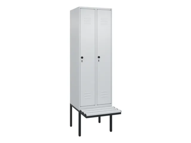 locker met bank,HxBxD 2120x600x815mm,2vak,vak B 300mm,draaigrendel