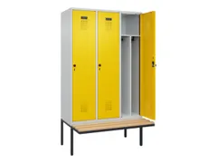 locker met bank,voor scheiding van kleding,HxBxD 2120x1200x815mm,3vak