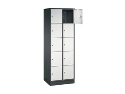 lockerkast,RAL 7021/RAL 7035,HxBxD 1950x620x500mm,2x5vakken,cil.-slot