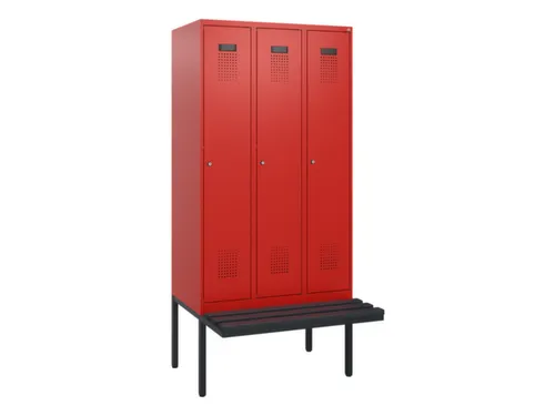 locker met bank,HxBxD 1950x900x815mm,3vak,vak B 300mm,cilinderslot