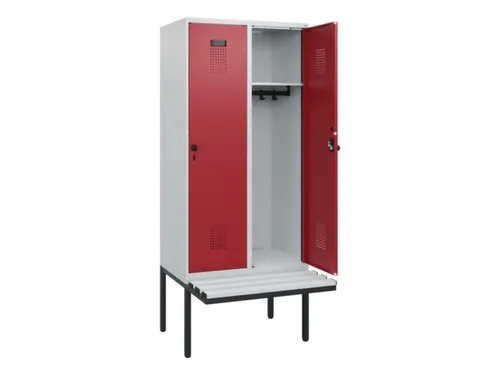 locker met bank,HxBxD 1950x800x815mm,2vak,vak B 400mm,draaigrendel