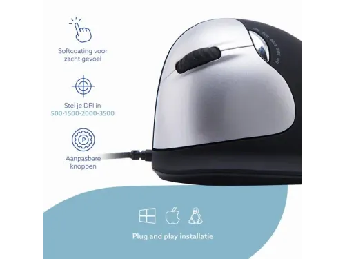 RGOHELELA Ergonomische muis R-Go HE Large bedraad Linkshandig