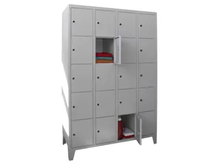 lockerkast,HxBxD 1850x1200x500mm,4x5vakken,RAL7035,front RAL5012 - 1