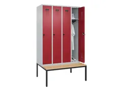 locker met bank,HxBxD 2120x1200x815mm,4vak,vak B 300mm,draaigrendel