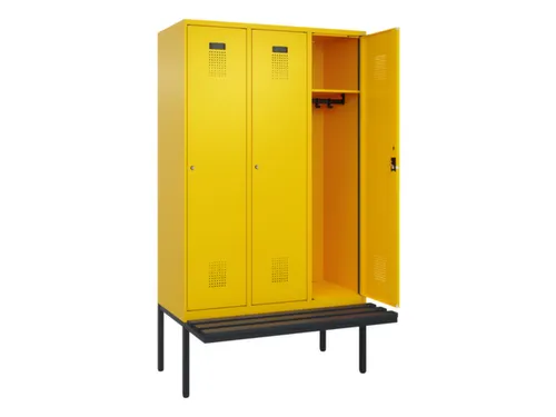 locker met bank,HxBxD 2120x1200x815mm,3vak,vak B 400mm,cilinderslot