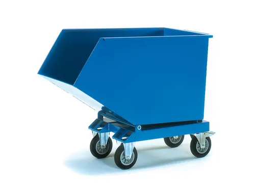Bakwagen Met Wielen Met Vorksloffen Inhoud 400ltr Blauw Ral 5007