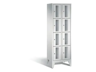 Lockerkast 1850x610x500mm 2x4 vakken Cilinderslot Poten, RAL7035 - 2