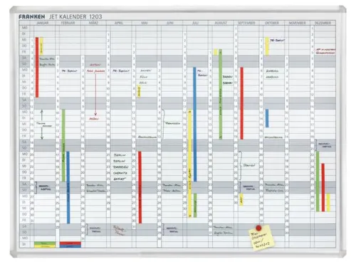 jaarplanner HxB 90x120cm magnetisch bord wit m. raster