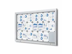 Vitrinekast mededelingenbord Outdoor 21xA4 met gasveer Zilver
