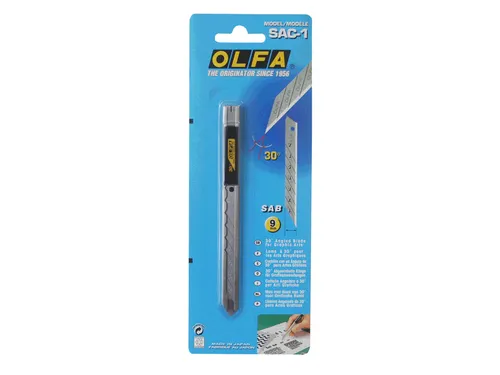 Snijmes Olfa SAC-1 9mm met metalen houder blister à 1 stuk