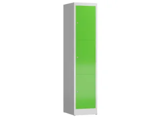 Lockerkast 1800x415x500mm 1x3 vakken cilinderslot, sokkel, RAL6018 - 1