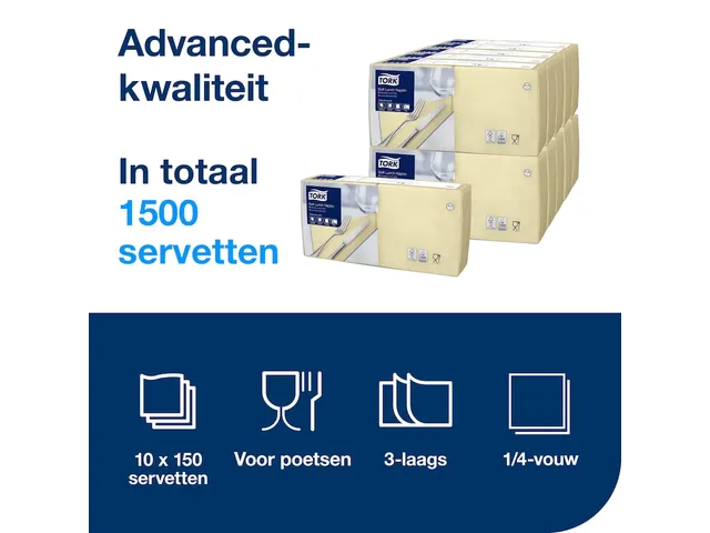 Tork 477868 Soft Lunchservet Advanced Champagne 33x33cm