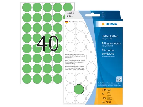 HERMA 2255 Multipurpose etiketten Rond 19mm Groen 1280 stuks