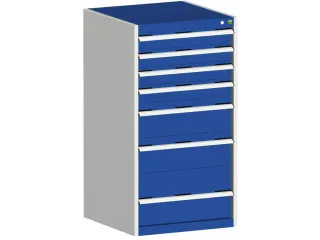 ladekast HxBxD 1200x650x650mm 7laden romp RAL7035 front RAL5010 - 1