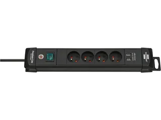 Stekkerdoos Brennenstuhl Premium 4vdig 2 USB H05VV-F 3G1.5 1.8m zw FR/ - 3