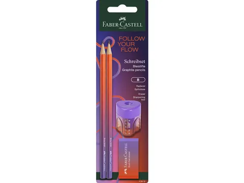 Potlood Faber-Castell B Punchy Melon 2 x B + gum + slijper blister