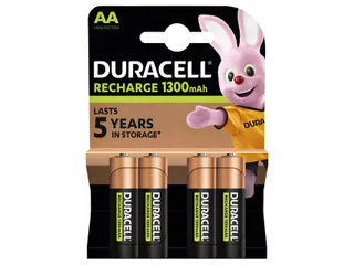 Batterij oplaadbaar Duracell 4x AA 1300mAh Plus - 1