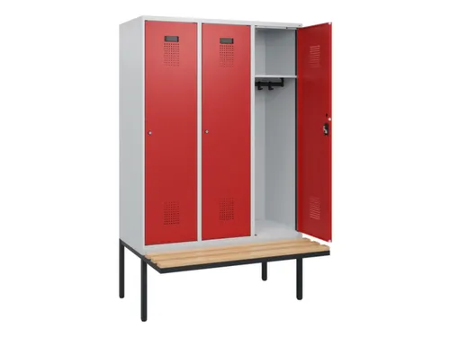 locker met bank,HxBxD 1950x1200x815mm,3vak,vak B 400mm,cilinderslot