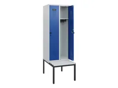 locker met bank,HxBxD 1950x600x815mm,2vak,vak B 300mm,draaigrendel