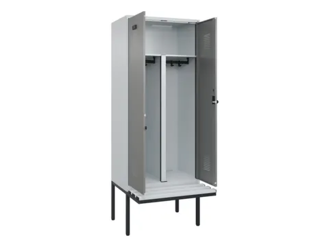 PBM-locker met bank,HxBxD 2120x800x815mm,2vak,vak B 400mm,draaigrendel