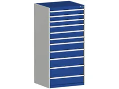 ladekast HxBxD 1600x800x650mm 11laden RAL7035 front RAL5010