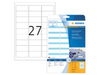 Naambadge Etiket Herma 4513 63.5x29.6mm wit/blauw A4 540 stuks