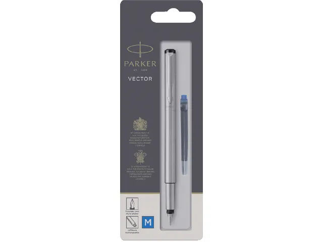 Vulpen Parker Vector stainless steel medium blister à 1 stuk
