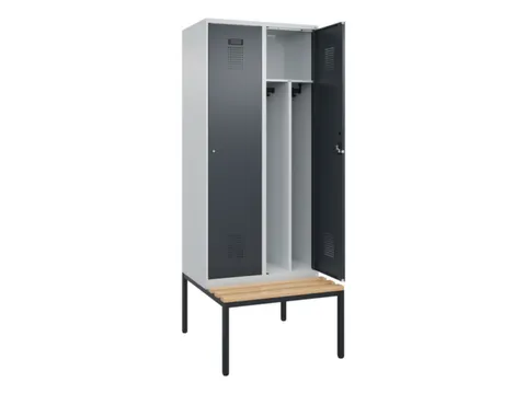 locker met bank,voor scheiding van kleding,HxBxD 2120x800x815mm,2vak