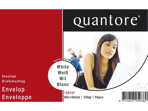 Envelop Quantore voor visitekaartjes 90x140mm 95gr wit 50st.