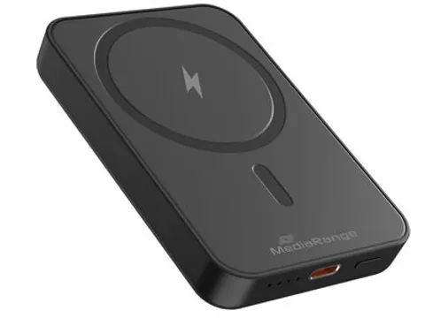 MediaRange Magnetic Wireless Powerbank 5,000mAh Zwart