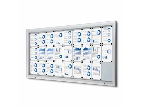 Vitrinekast mededelingenbord Outdoor 27xA4 met gasveer Zilver