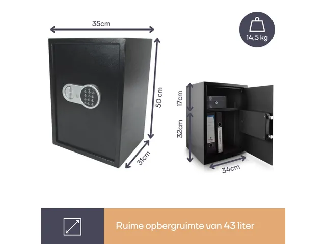 Elektronische Kluis 50x35x31cm 43 Liter
