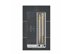 Balpen en Rollerpen Parker IM brushed metal GT medium 2 stuks