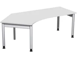 In hoogte verstelbaar hoekbureau 680-820x2166x1130mm lichtgrijs zilver