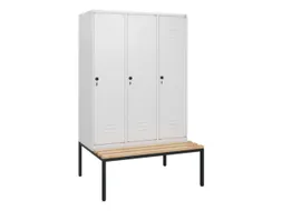 locker met bank,HxBxD 1950x1200x815mm,3vak,vak B 400mm,draaigrendel