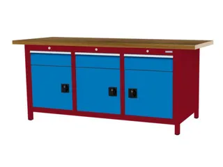 werkbank,HxBxD 860x2000x750mm,onderstel RAL3003,fronten RAL5012 - 3