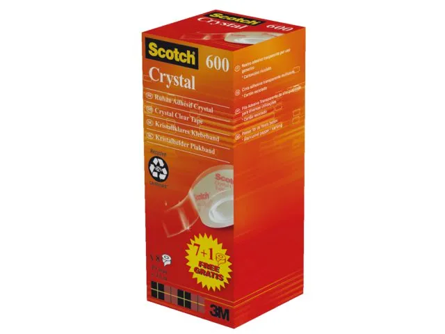 Ruban adhésif Scotch Crystal 600 33mx19mm transparent 7+1 gratuit