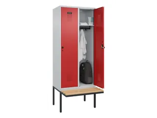 locker met bank,HxBxD 2120x800x815mm,2vak,vak B 400mm,draaigrendel - 1