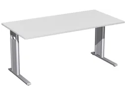 Bureau C-Poot HxBxD 680-800x1600x800mm Decor Lichtgrijs Zilverkleurig