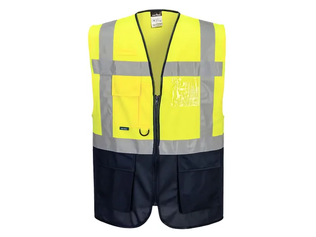 Portwest C476 Warsaw Hi-Vis Contrast Executive Vest Geel/marine maat M