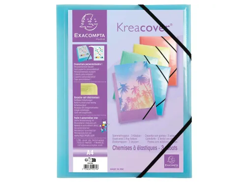 Elastomap Kreacover A4 3 Kleppen Assorti Pastel