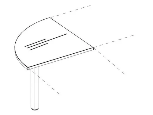 koppelelement voor bureau,90 °,HxBxD 720-840x600x600mm,rond,CC-zwart