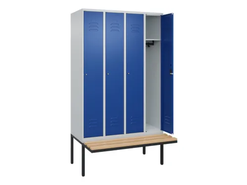 locker met bank,HxBxD 2120x1200x815mm,4vak,vak B 300mm,cil.-slot