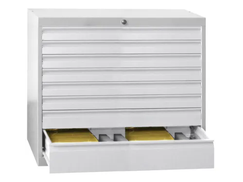 ladekast,HxBxD 600x1023x600mm,5lade(n),cil.-slot,RAL7035,front RAL3000