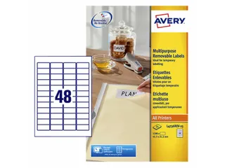 Etiket Avery L4732 Rev-25 35.6X16.9Mm Afneembaar Wit 2000 Stuk - 4