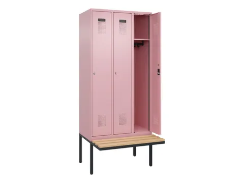 locker met bank,HxBxD 2120x900x815mm,3vak,vak B 300mm,cilinderslot