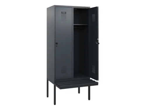 locker met bank,HxBxD 1950x800x815mm,2vak,vak B 400mm,draaigrendel