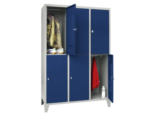 lockerkast,HxBxD 1850x1200x500mm,3x2vakken,RAL7035,front RAL5010