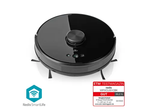 Robotstofzuiger Nedis wifi laser 3-in-1 zwart