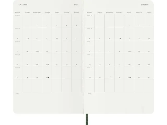Agenda 2027 Moleskine 12M Weekly 7dag/1pagina large sc myrtle green